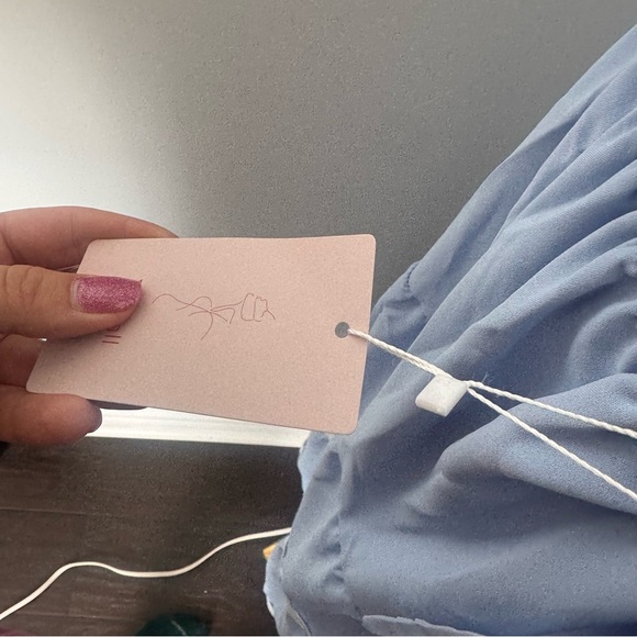 NWT Blue Tiered Midi Dress | Scallop Trim Sundress Cottagecore Brunch Style XL - Picture 8 of 9